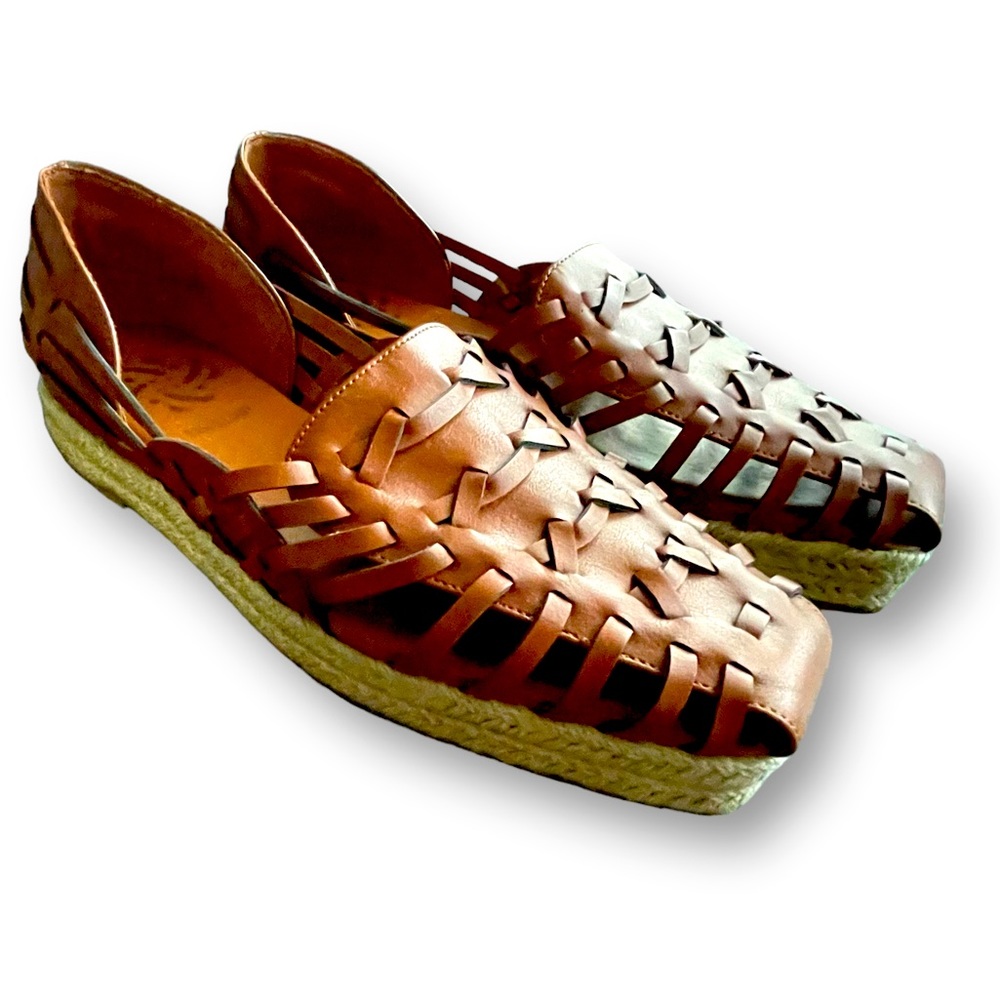 Sam & Libby Asha Espadrille Woven Saddle Slip On Shoes Brown Women's Size 10